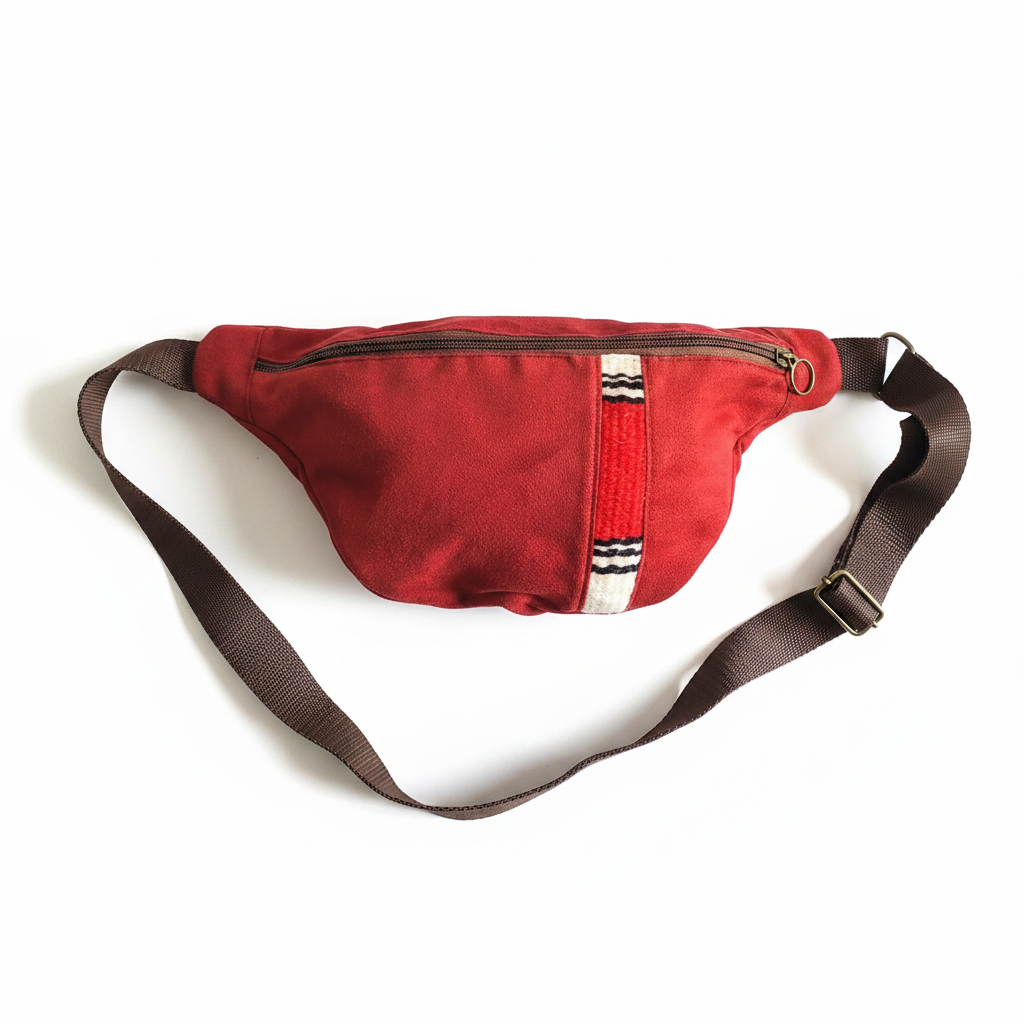 Sac banane suédine rouge mergoum Fakroun Creations