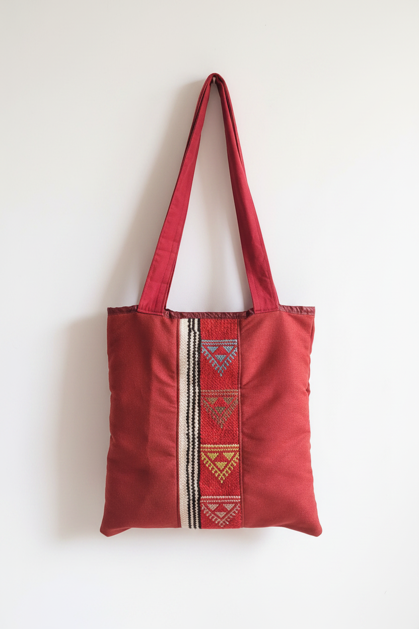 Tote bag suédine rouge mergoum berbère Fakroun Creations